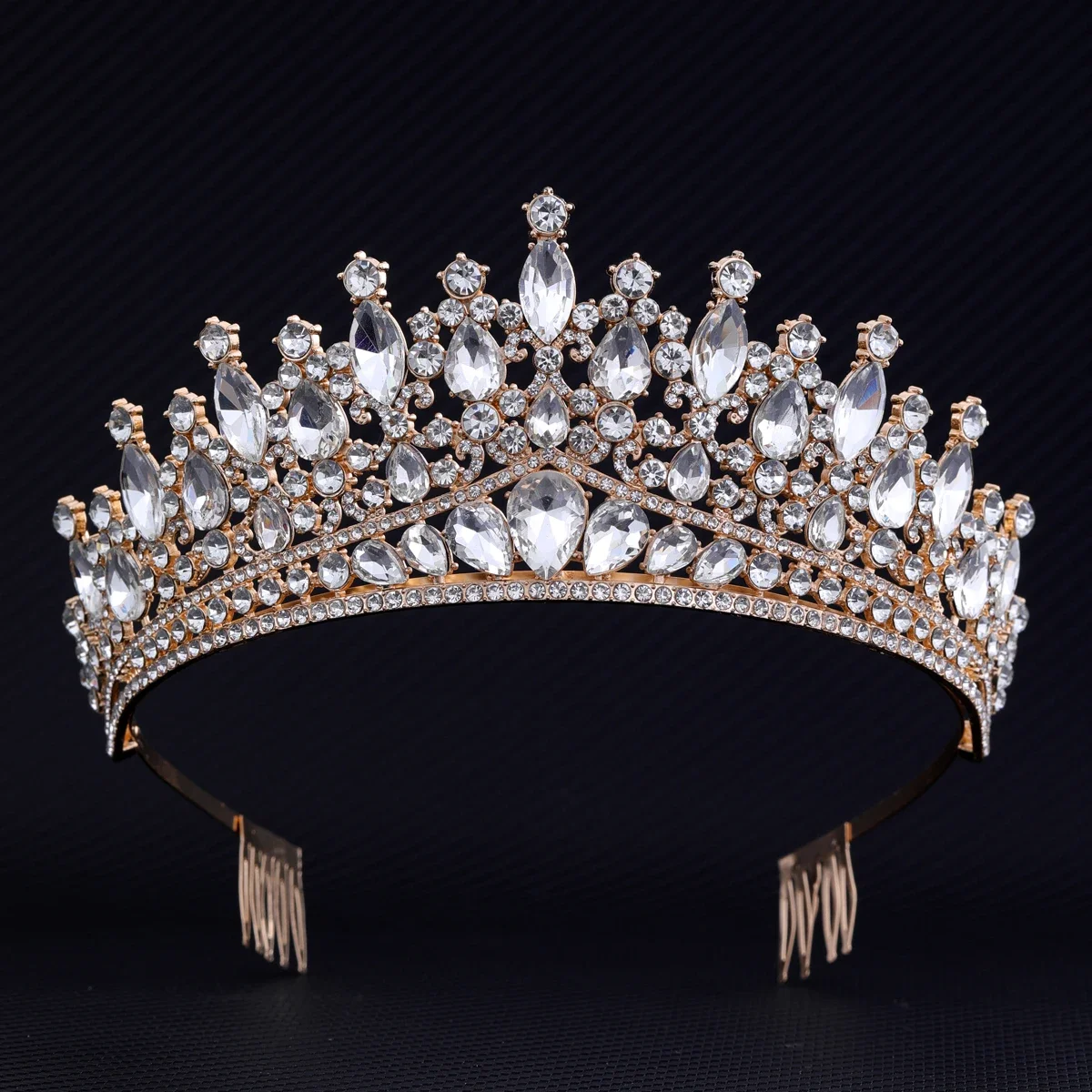 

New Exquisite Hair Tirars Fashion Queen Bridal Crown Wedding Alloy Rhinestone Headwear Birthday Party Hair Accessories for Women