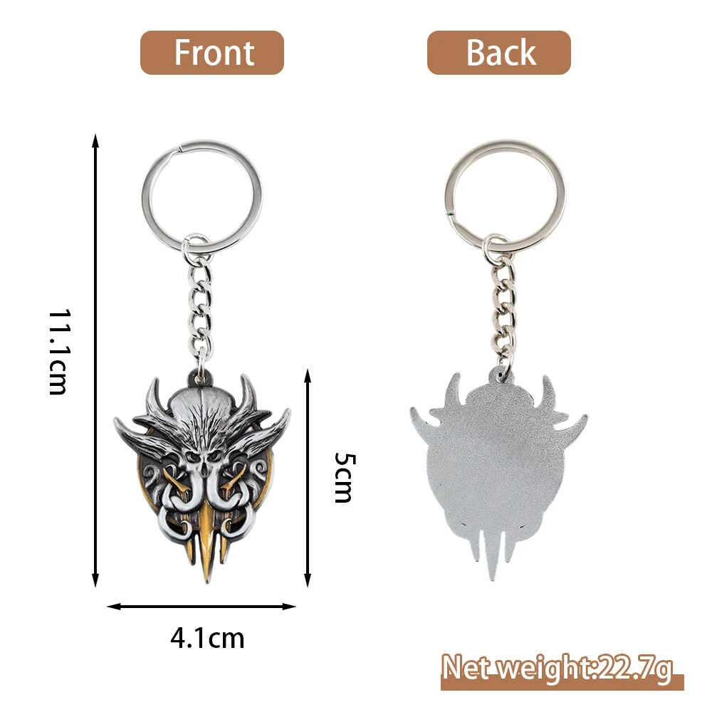 Lae'zel Approves Mind Flayer Keychain Fantasy Game Inspired Keyring for Gamers Backpack Accessory Astral Silver Sword Collectibl