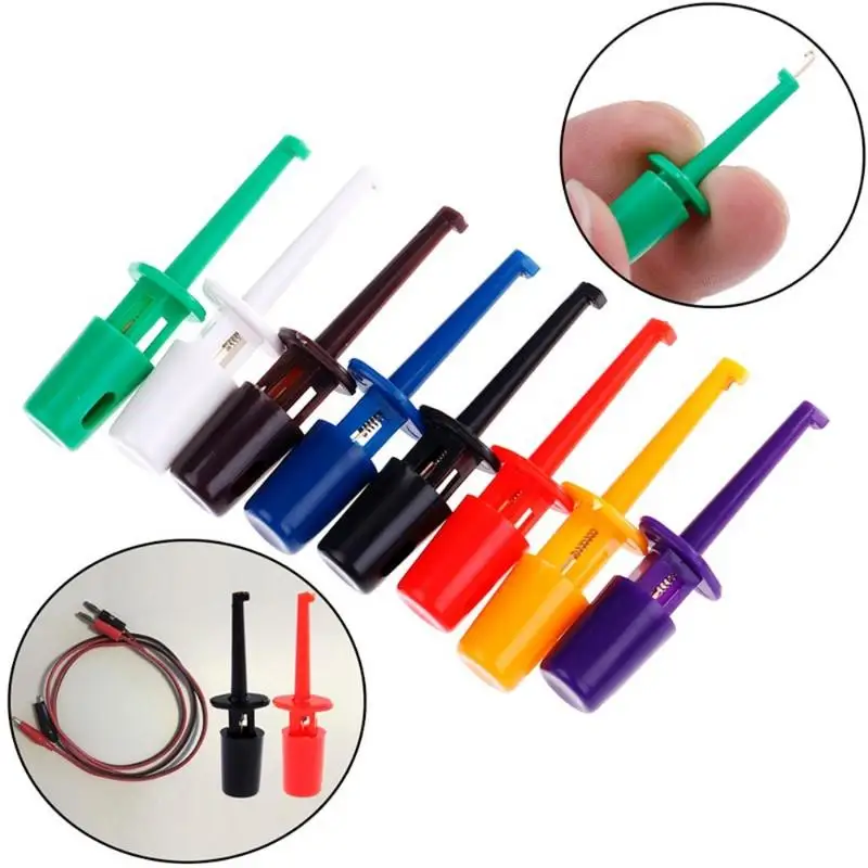 Mini 12Pcs Single Test Hook Clip Probe for Electronic IC Grabber Large Round Crocodile Clip Hook Test Clip