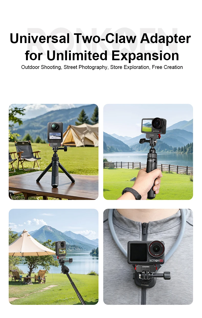 Ronkoen für DJI Osmo Action 6/NANO Zubehör, Metall-Schnellverschlusshalterung, Halterung aus Aluminiumlegierung, drehbares Design – Detail 7