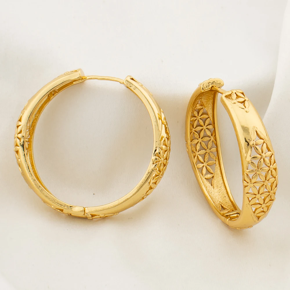 40mm Circle Hoop Earrings 18K Gold Color Jewelry for Women Large Round Brass Twisted Earring Daily Wear Jewelry Accessories