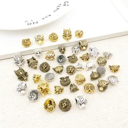 Mixed Metal Bracelet Charm Tiger Lion Owl Big Hole Alloy Loose Spacer Beads For Jewelry Making DIY Handmade Necklace Accessories