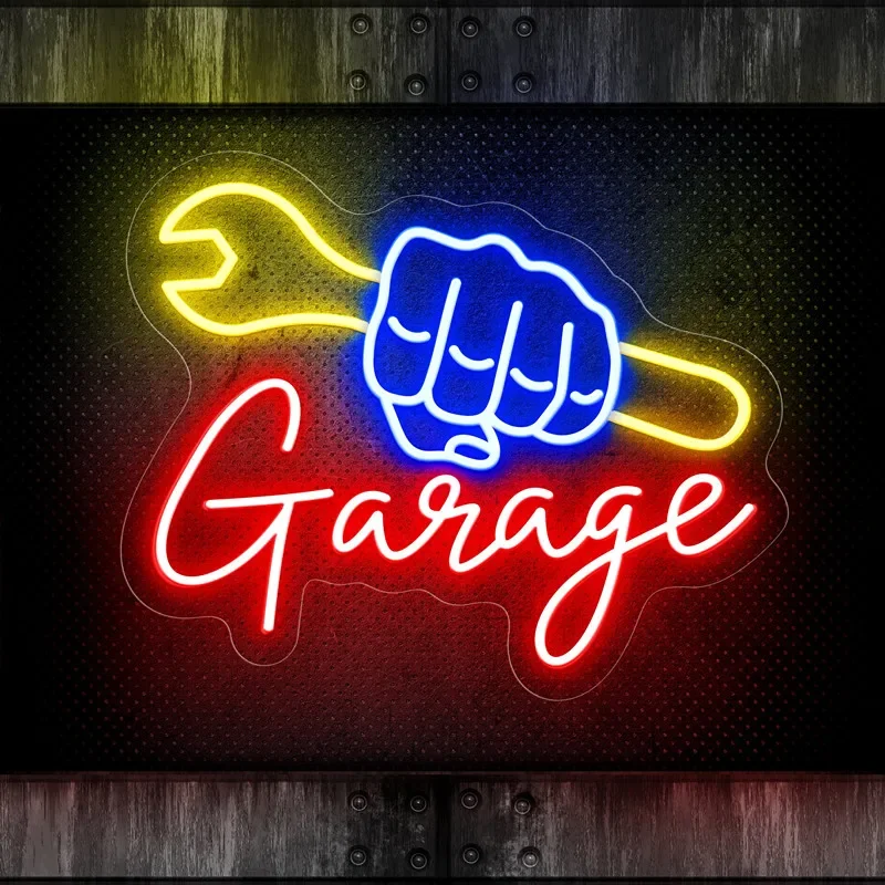 Check Engine Neon Signs for Wall Decoration LED Neon Garage Signs Garage Lighting Signs for Men's Auto Repair Shop Workshops