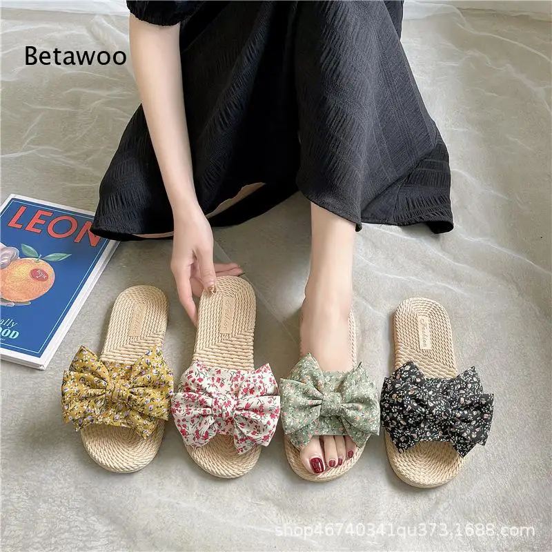 Trendy Bowknot Flower Platform Slide Sandals Women Casual Thick Sole Summer Beach Vacation Shoes view 3