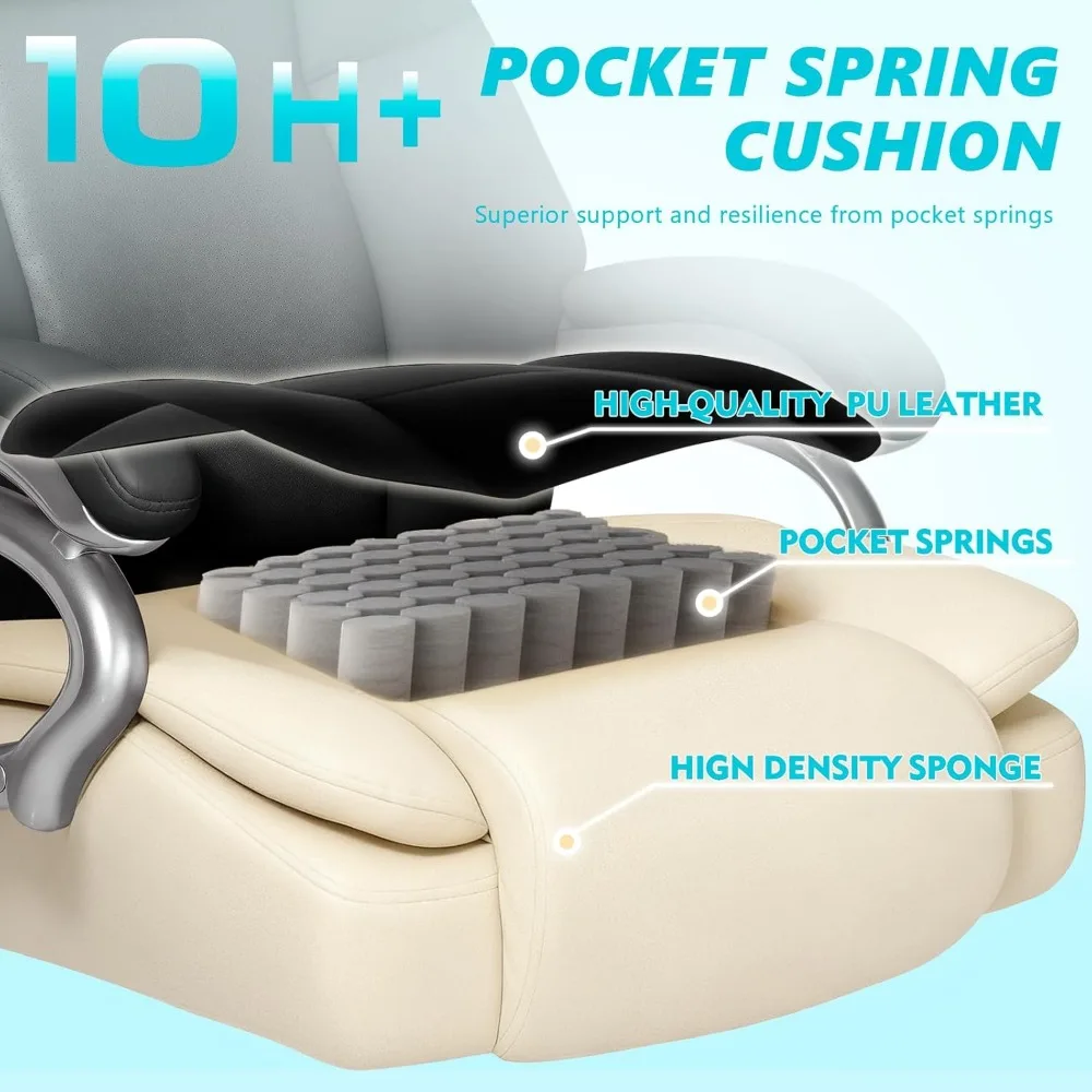 كرسي مكتب كبير وطويل بوزن 500 رطل، كرسي مكتب عالي التحمل للأشخاص الثقيلين، كرسي مكتب تنفيذي عالي الظهر مع لومبا قابل للتعديل #6