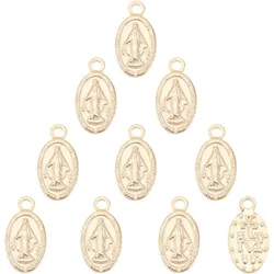 Oval with Virgin Mary Charms 304 Stainless Steel Miraculous Medal Pendants 0.8mm Small Hole Charms for Jewelry Making DIY Craft