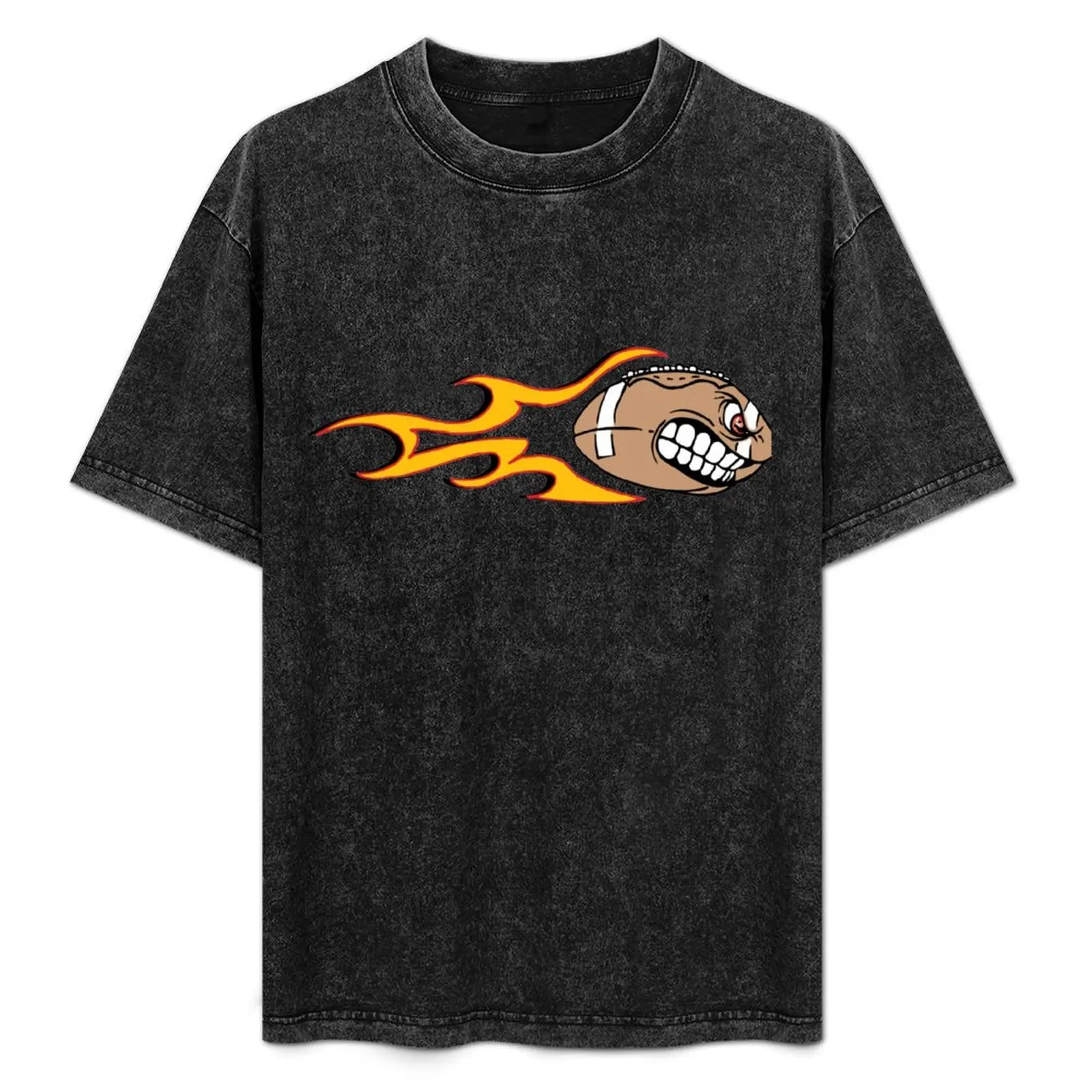 Angry Flaming American Football Ball T-Shirt man clothes summer top tops anime tshirt men t shirts high quality