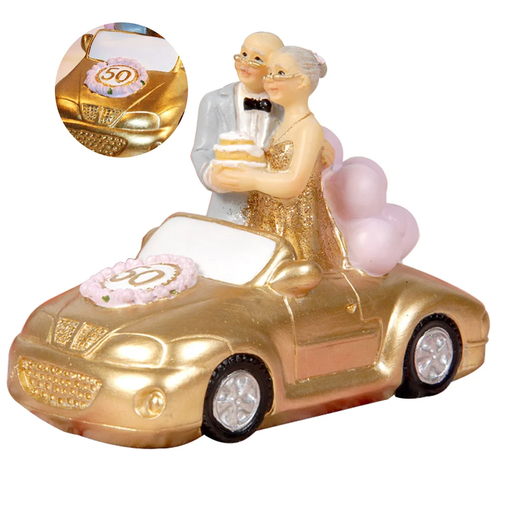 

1Pcs Golden Wedding Car Desktop Resin Crafts Decoration Piggy Bank Ornament for Desk Home Decor Gift Crafts Decoration