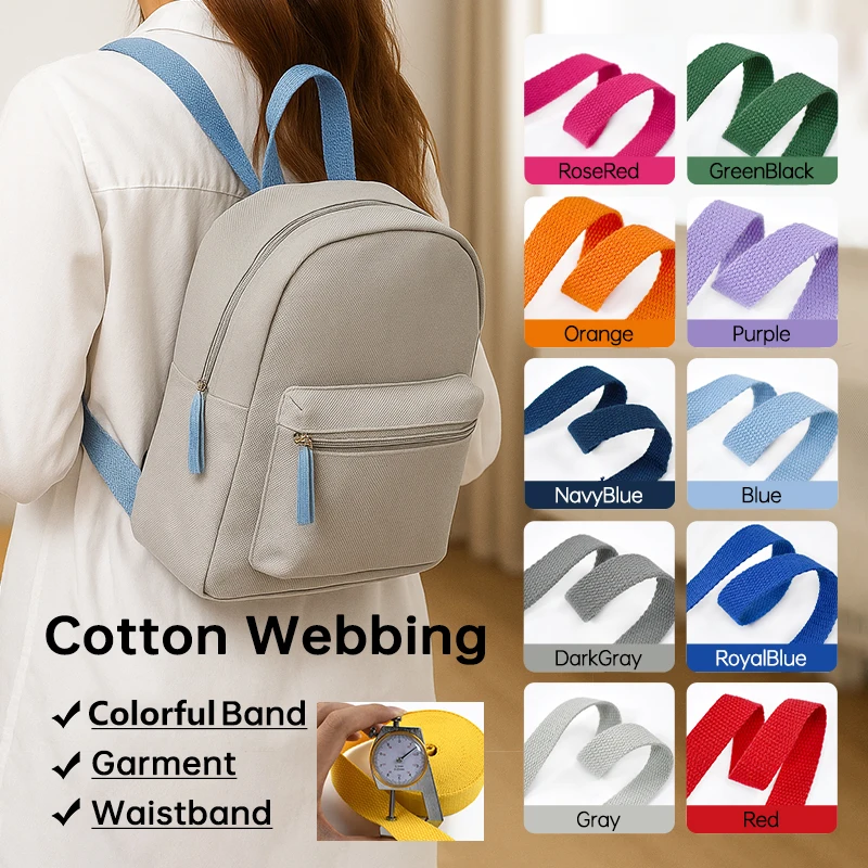 

10Meters 20/25/32/38/50mm Cotton Webbing Tapes Backpacks Webbings Strap Sewing Bias Belt Sling Clothes Decorative Ribbons Braid