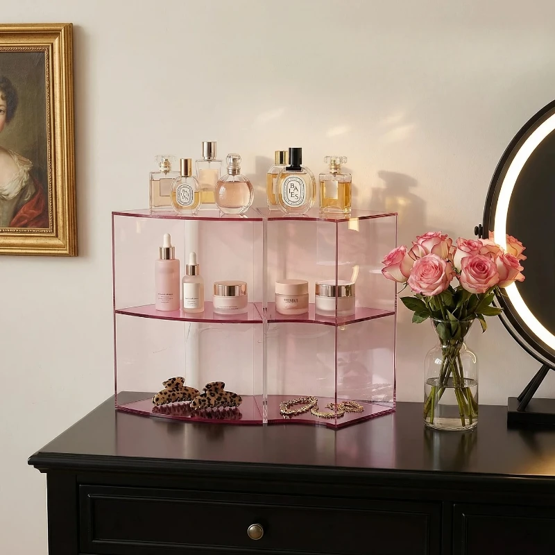 

Multi-layer Acrylic Desktop Cup Organizer Cosmetic Perfume Display Rack Bathroom Vanity Storage Stand Home Bedroom Decoration