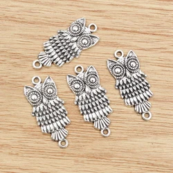 10pcs 28x13mm Antique Sliver Plated Owl Connector Handmade Charms Pendant:DIY for bracelet necklace