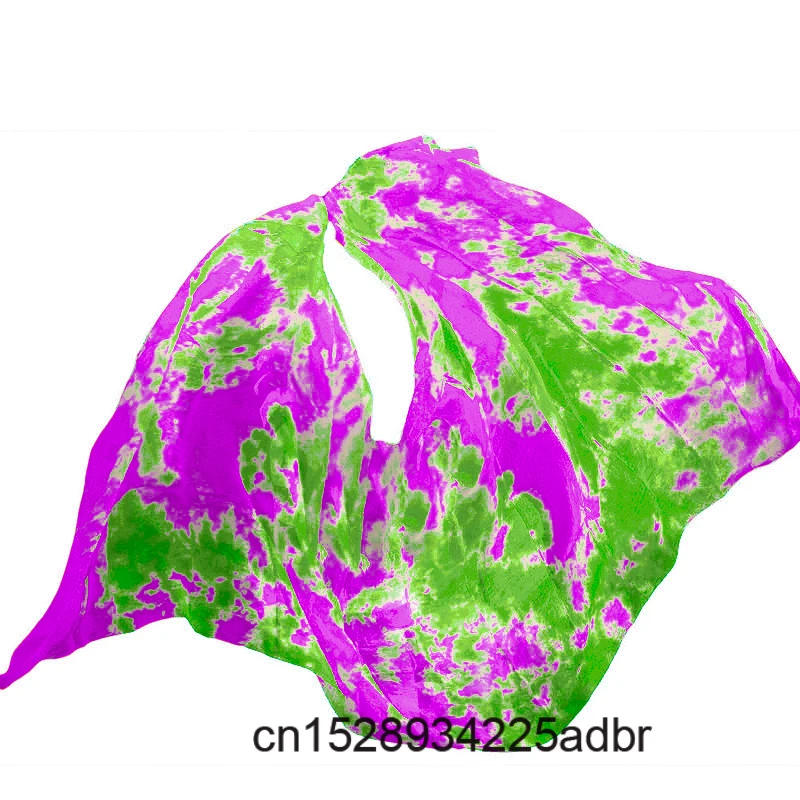 100% véus de seda real dança do ventre tie-dye cor véu feminino seda preço de atacado tamanho & cor pode ser personalizado cachecol véus de seda