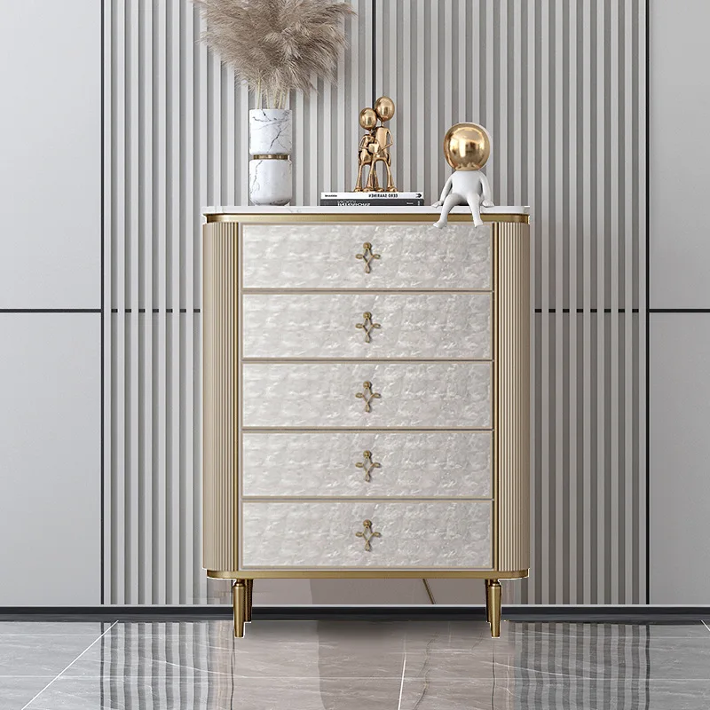 

Italian light luxury chest of drawers bedroom high-end solid wood storage cabinet modern simple living room shell drawer cabinet