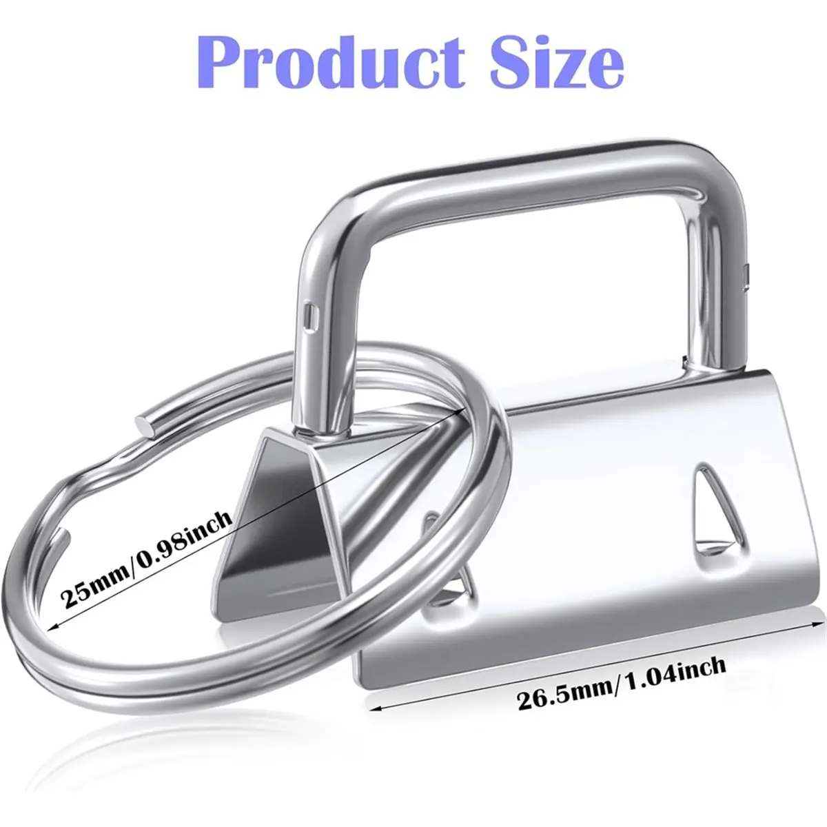 2026 New 150 Pack Key Fob Hardware 1 Inch Bulk, Silver Key Chain Fob Wristlet Hardware with Key Ring for Key Lanyard, Keychain