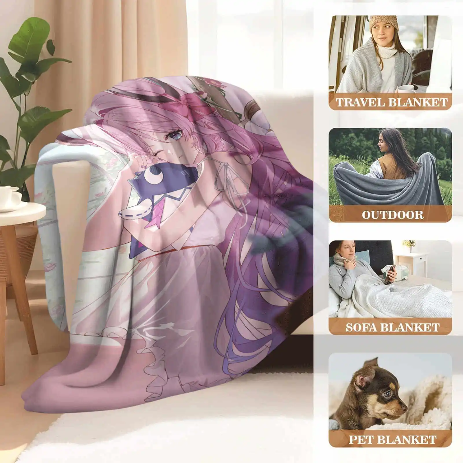 原神 シトライ フランネルブランケット 冬用 ソフトで暖かい寝具 スロー 女の子 男の子用 ベッドスプレッド ソファベッドカバー