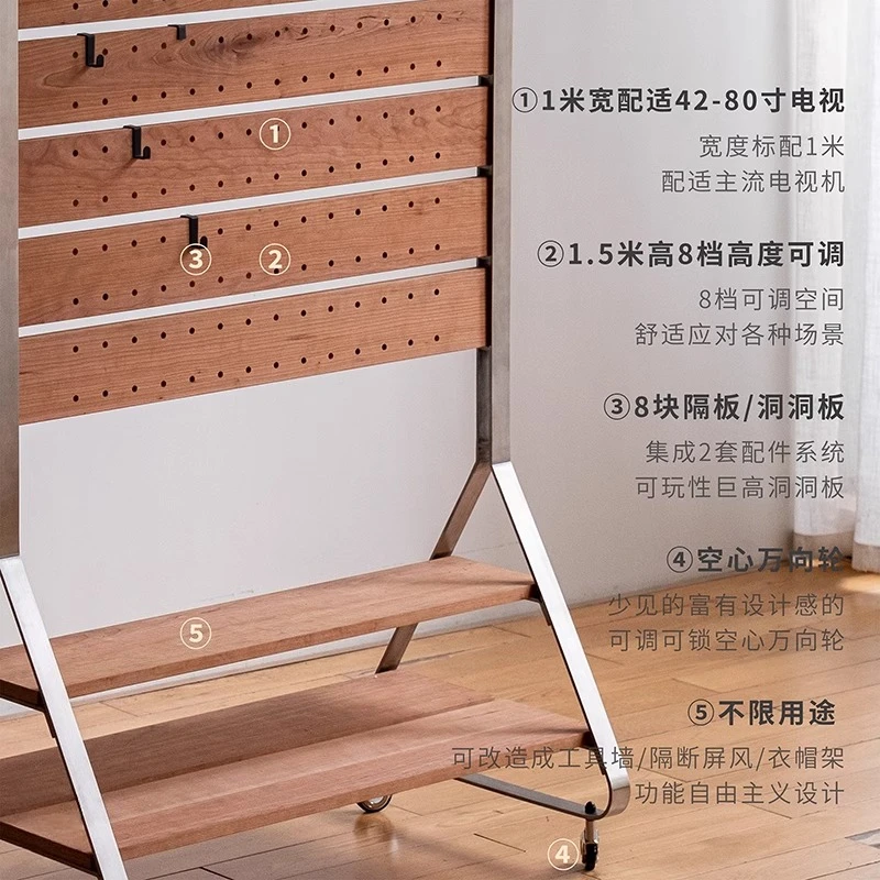 جميع أجهزة التلفاز المحمولة قوس الفولاذ المقاوم للصدأ شقة صغيرة غرفة المعيشة غرفة نوم رصد الطابق شماعات الخشب الصلب #4