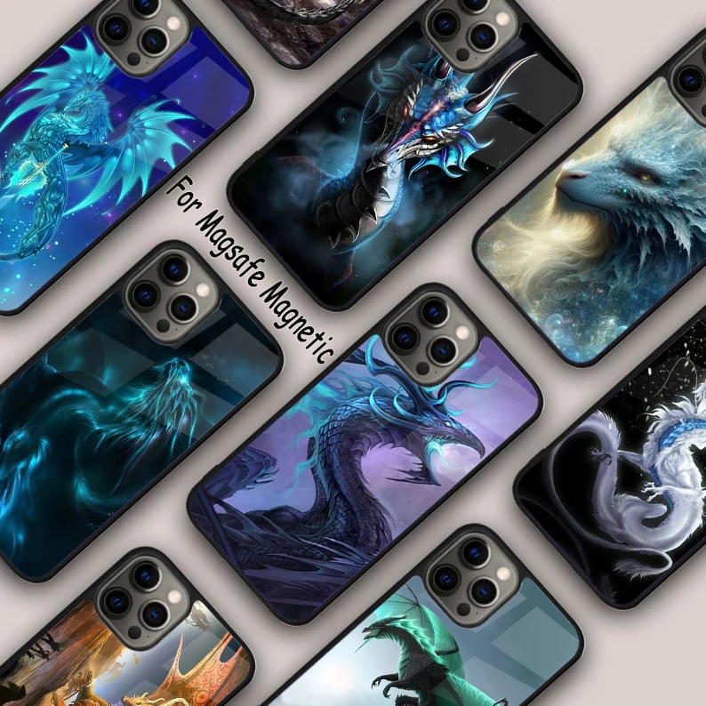 

Магнитный чехол для телефона Dragon Mystical Creature для APPLE iPhone 17 Air 16 14 13 12 Pro Max 15 Plus с зарядкой MagSafe Cover