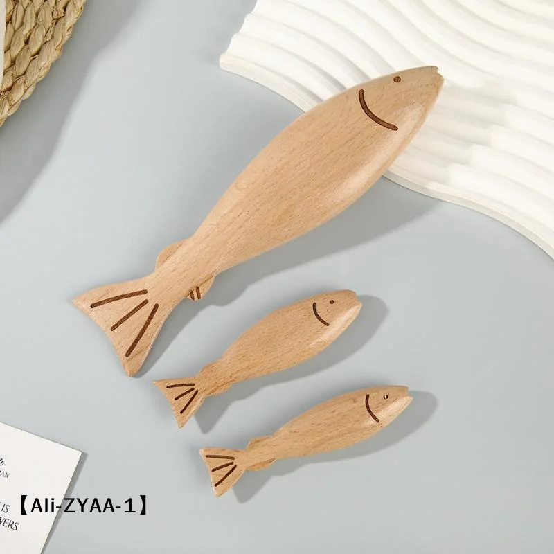 【A】Wood Carving Artificial Sea Fish Realistic Handmade Fake Fish Ornament DIY Craft Fish Playset Model Home Kitchen Decor