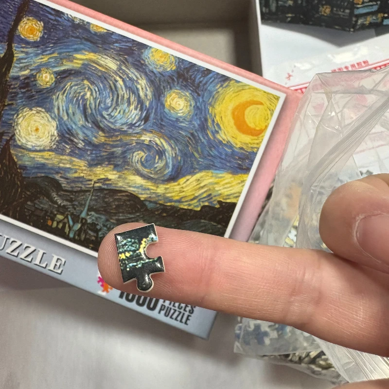 Mini Jigsaw Puzzle 1000 Pieces for Adults Kids Starry Sky Puzzle Toy Family Game Famous World Oil Painting Home Decoration