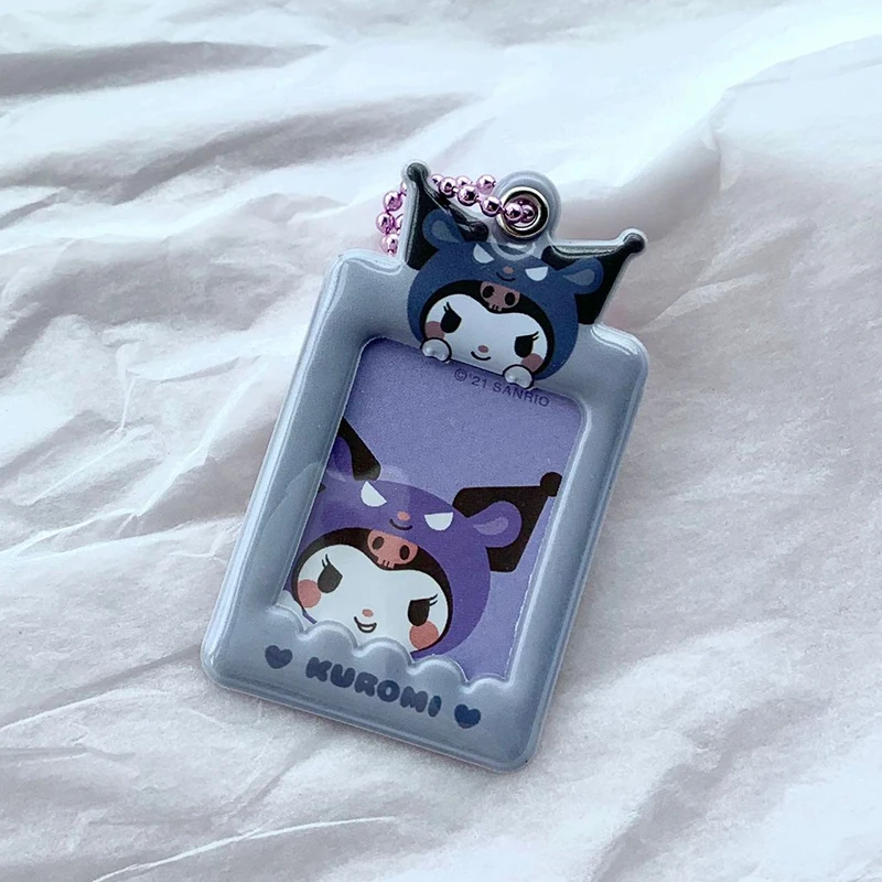 Sanrio Card Holder Hello Kitty Cinnamoroll Kuromi My Melody Photo Card Keychain Kawaii Bag Kpop Style Pendant Student Gift Toys