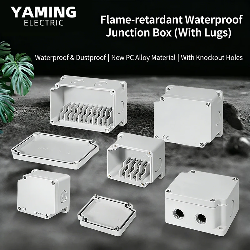 Rainproof Cable Distribution Box, Outdoor Waterproof Plastic Electrical Junction Box With Terminal Block & Mounting Lugs