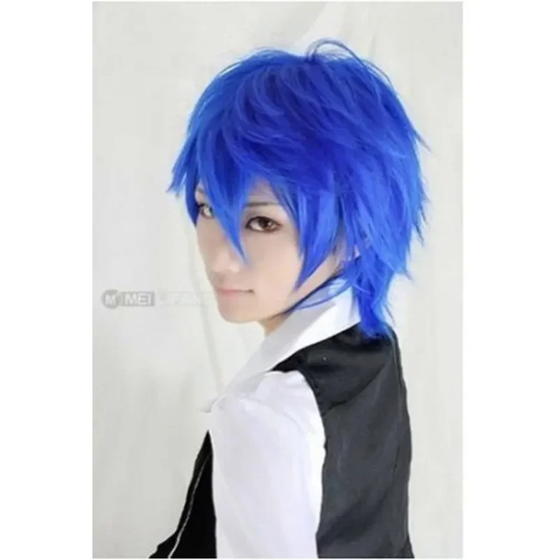 Perruque Synthétique Courte et Lisse pour Homme, Anime, Vocaloid, Kaito, Cosplay, Bleu, Mode