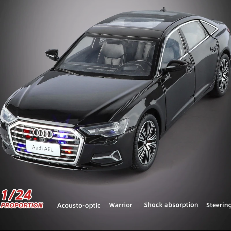 

Flash Light 1:24 Audi A6LQuattro Alloy Car Model Diecast Toy Vehicle Children Boy Birthday Gift Collection Miniature Voiture