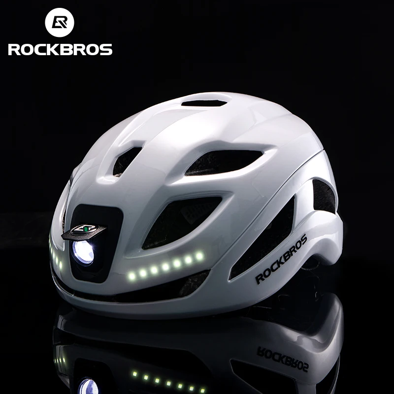 ROCKBROS Cycling Light Helmet Type-C Charging Electric Bicycle Helmet Front Light Rear Light Warning Lamp Safety MTB Bike Helmet