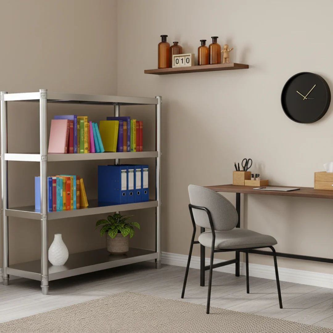 3-stöckiges Küchenregal aus Edelstahl – 80x80x40cm Schwerlast-Lagerregal, Gewerbliche Restaurantregale, Küchen- und Speisekammer-Organizer für Zuhause, Garage, Lager