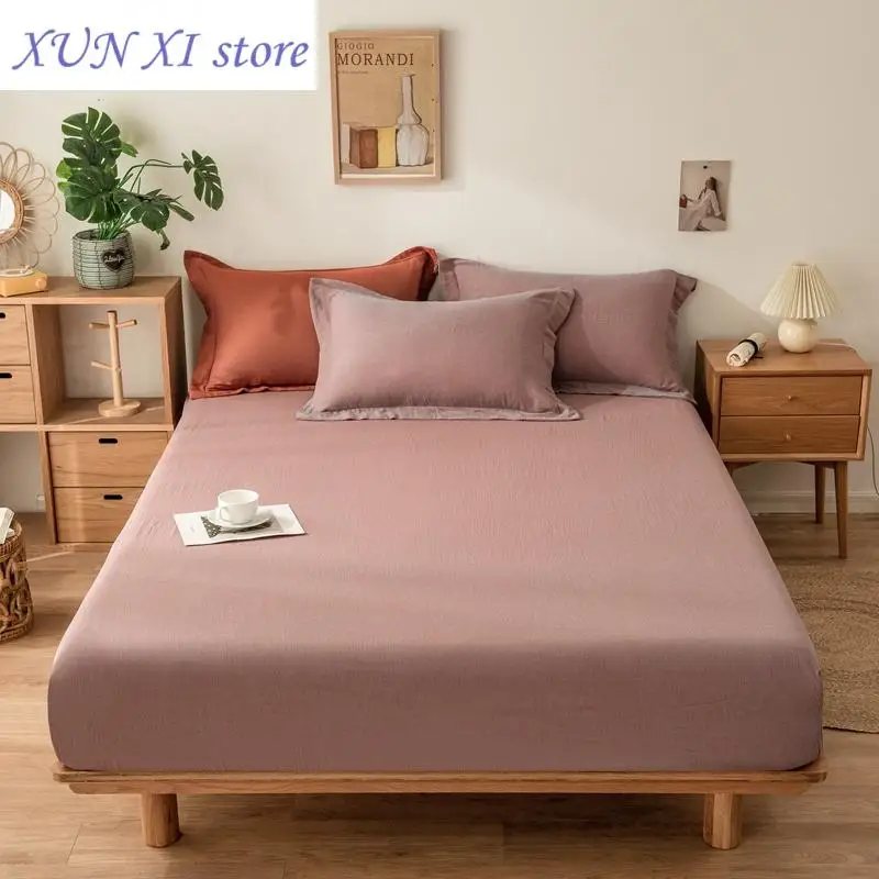 New Cotton Bed Sheet Single/Queen/King Size High Quality Bed Linen Double Cotton Yarn Bed Fitted Sheets(pillowcase need order)