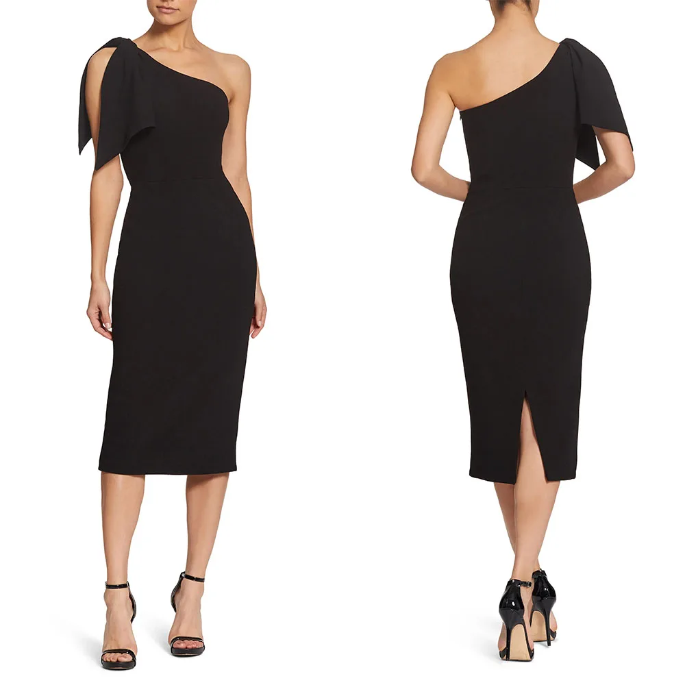 Customized One Shoulder One Shoulder Black Knee Length Dubai Evening Luxury Dresses Birthday Dresses for Woman فساتين حفلات Robe