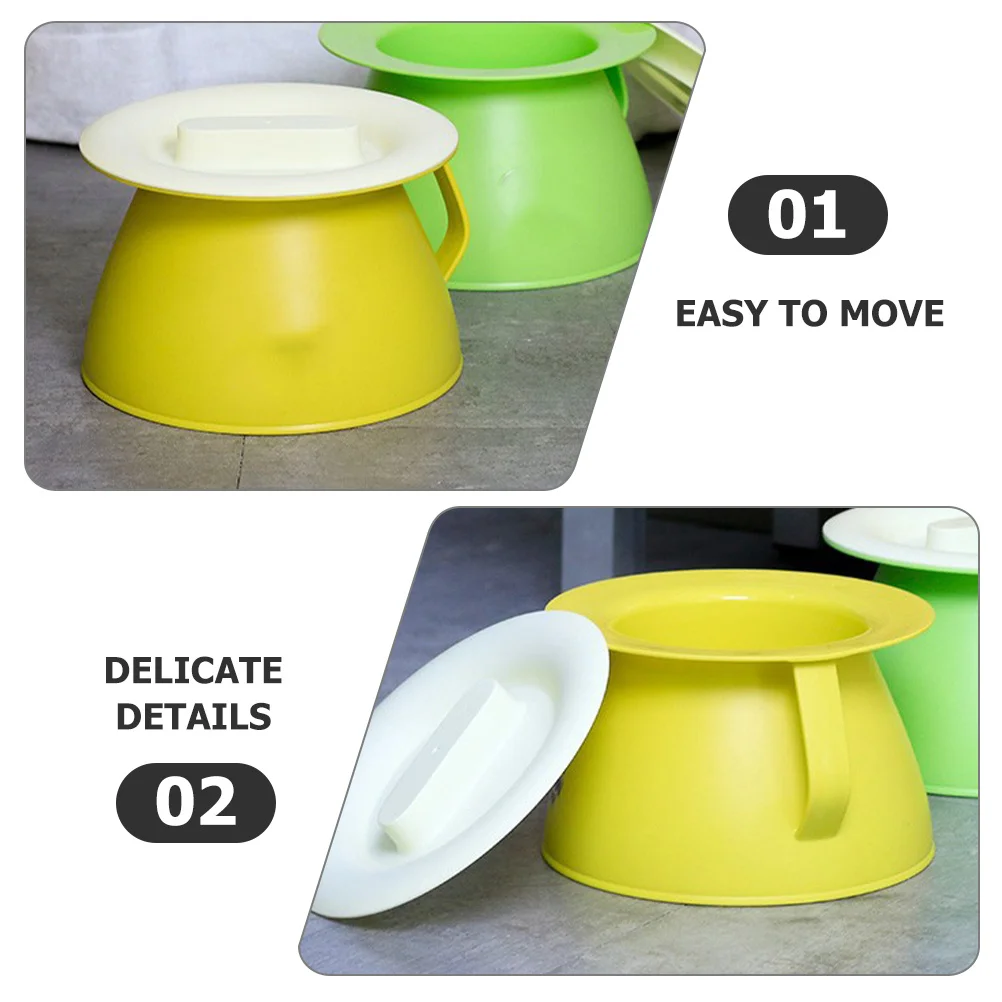 وعاء غرفة الأطفال البصق البلاستيكي مع غطاء مقاوم للسقوط متين وخفيف الوزن وقاعدة غير قابلة للانزلاق لغرفة النوم والمحاولة المنزلية