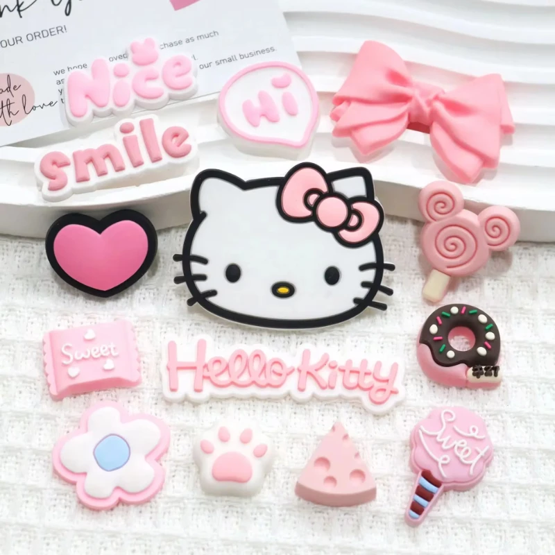 Miniso Kawaii Sanrio Hello Kitty serie agujero zapatos accesorios Sanrio Diy decoraciones de zapatos accesorios para sandalias deslizantes regalo