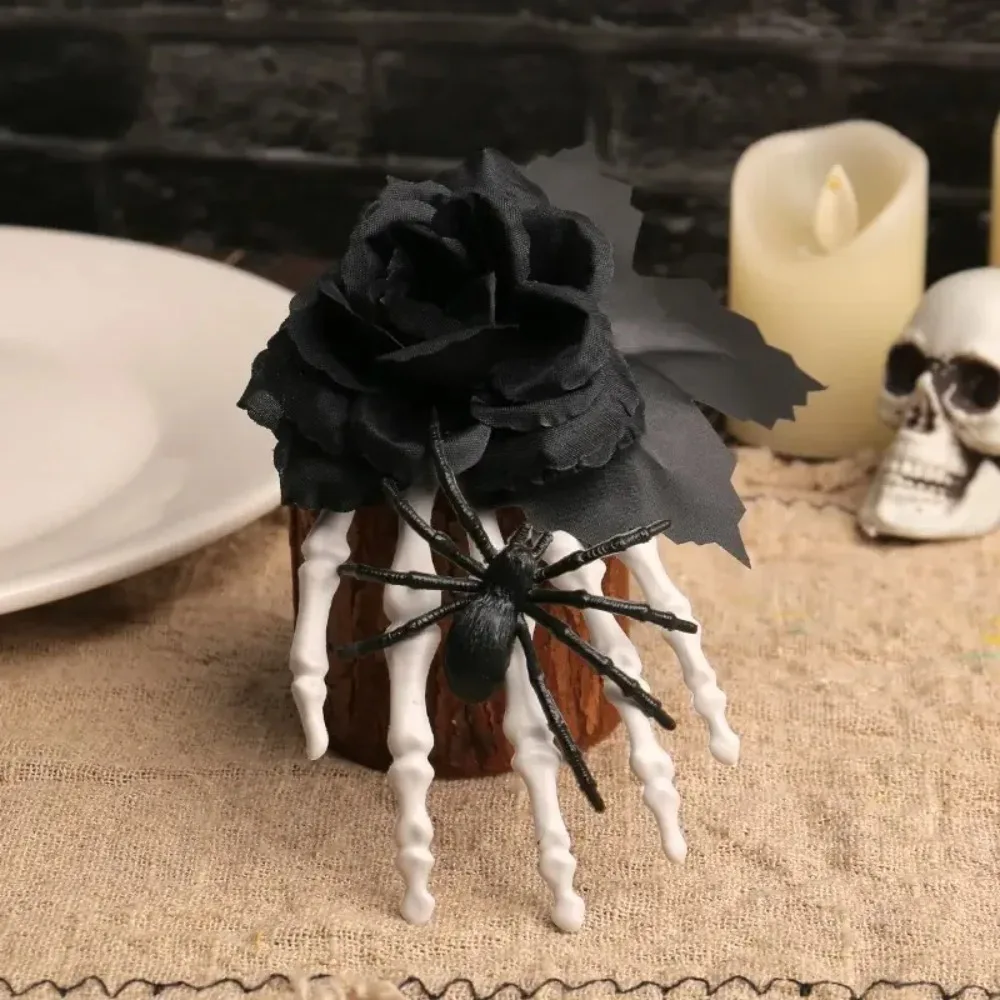 1 Stück Halloween Gothic Skeletthand Haarspange Schwarze Rose Spinnen-Haarnadel Cosplay Party Haarschmuck Horror Haaraccessoires – Detail 2