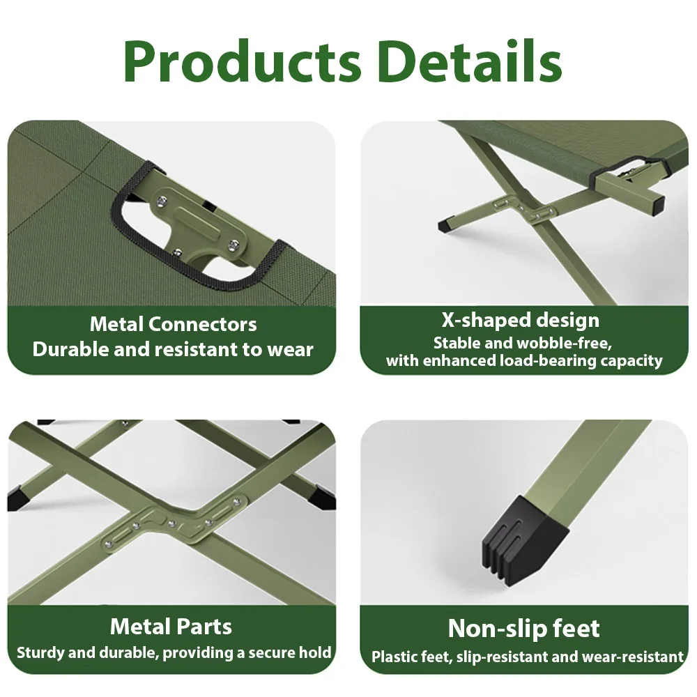 Cama de Camping Plegable Portátil Ultraligera, Cama Compacta para Tienda de Campaña, Cama para Dormir al Aire Libre con Bolsa de Transporte para Excursionismo, Viajes, Cama Compacta para Invitados