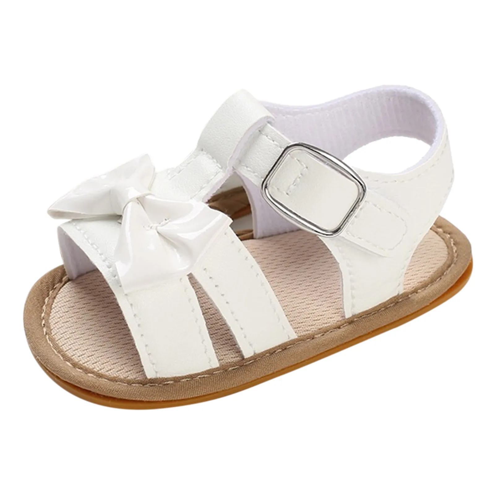 Uitgehold Zacht Lederen Sandalen Baby Meisje Zomer Sandalen 2024 Nieuwe Baby Schoenen 0-18 Maanden Platte Onderkant Licht Baby Strand Sandalen