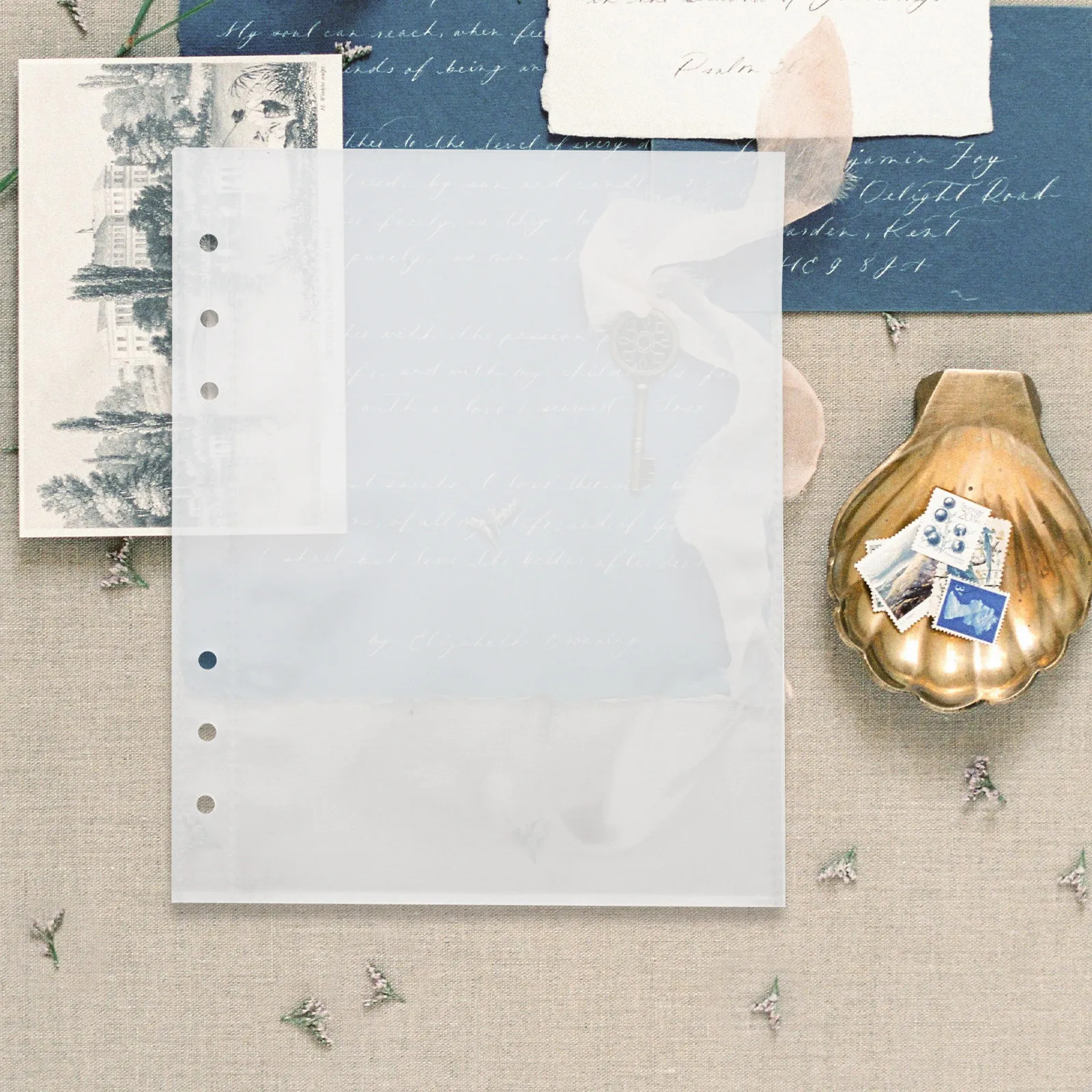 50Pcs A5 Clear Sheet Protectors PP Material 6-Hole Binder Inserts Double-Sided Pockets Photo Card Album Refill Cash Envelope