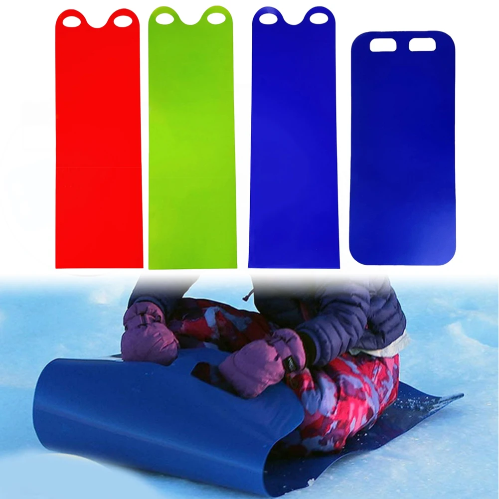 For Family Snow Outings Snow Slider Sled Mat Winter Adventures Blue Lightweight Roll-up Design Two Hollow Handles