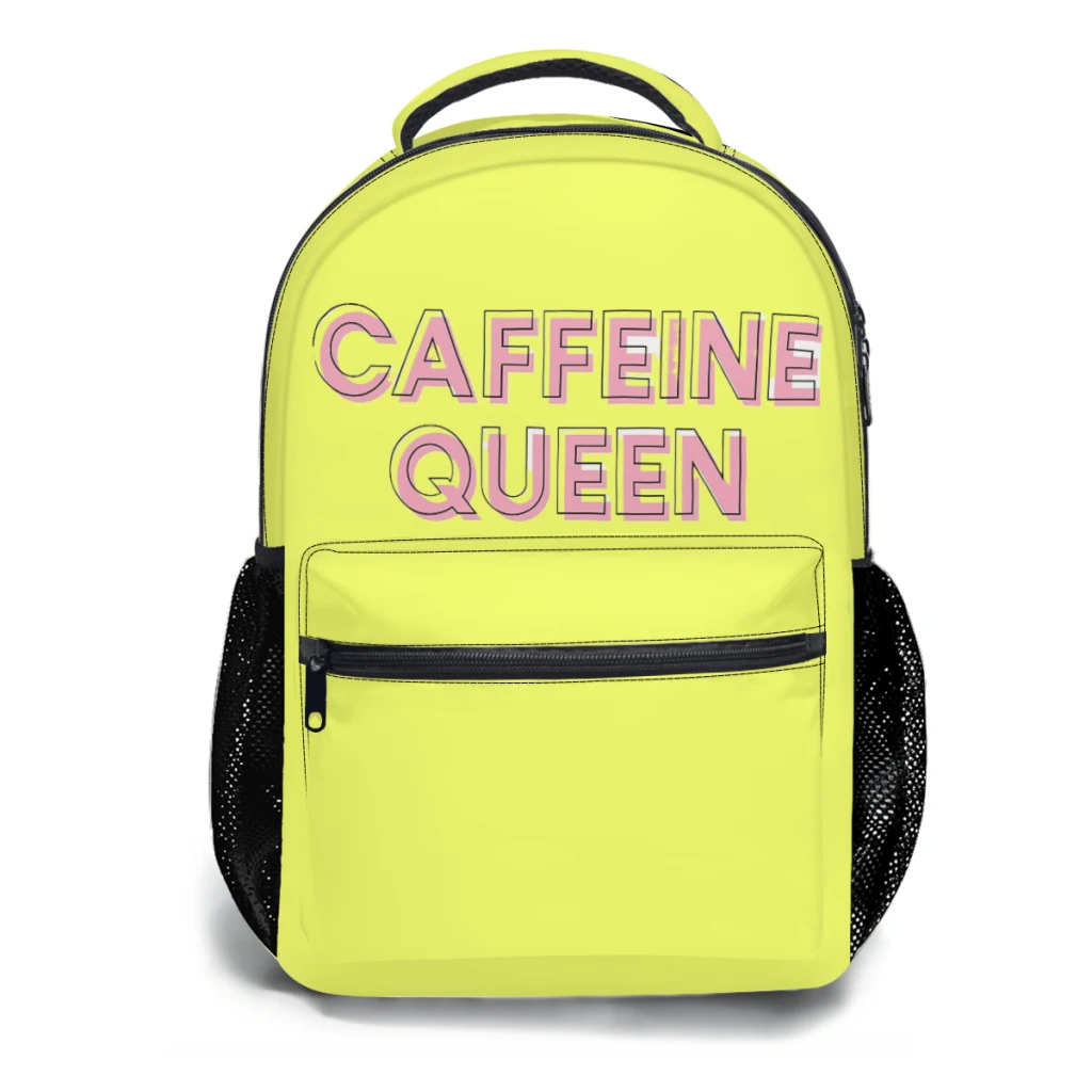 

Caffeine Queen Chic Coffee Lover New Female Fashion girls High Capacity WaterproofBackpack Trendy Girls Laptop Bags 17inch