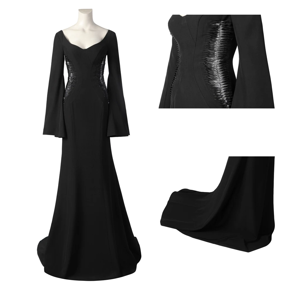 

Женское благородное черное ретро элегантное готическое длинное платье дьявола на Хэллоуин, вечерние, Morticia, высококачественный костюм для ролевых игр