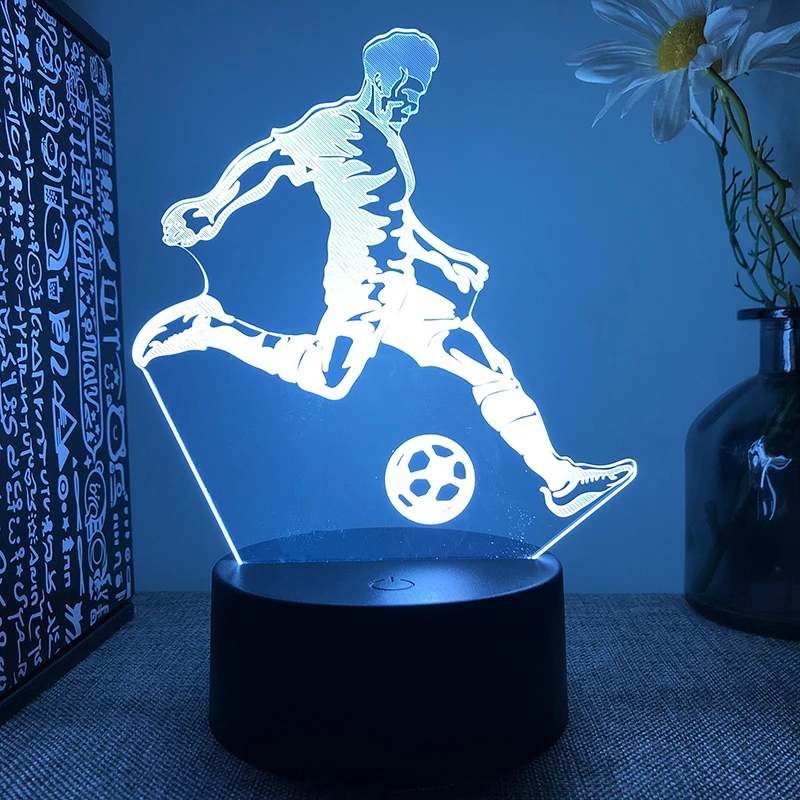 Football Soccer 3d Led Lamp For Bedroom Customizable Club Logo Writable Name Superstar Night Light Holiday Gifts For Boyfriend