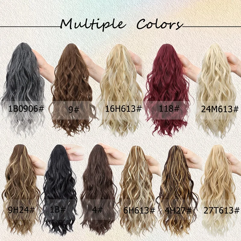 Synthetic 14Inch Long Curly Claw Clip Ponytail Hair Extension Multiple Colors Hairpiece for Women Daily & Party Use
