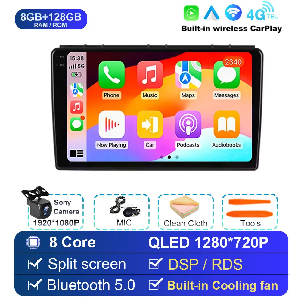 9 inch autoradio Android 15 draadloze Carplay voor Saab 3 2007-2011 multimediaspeler video stereo GPS navigatiescherm 4G WIFI