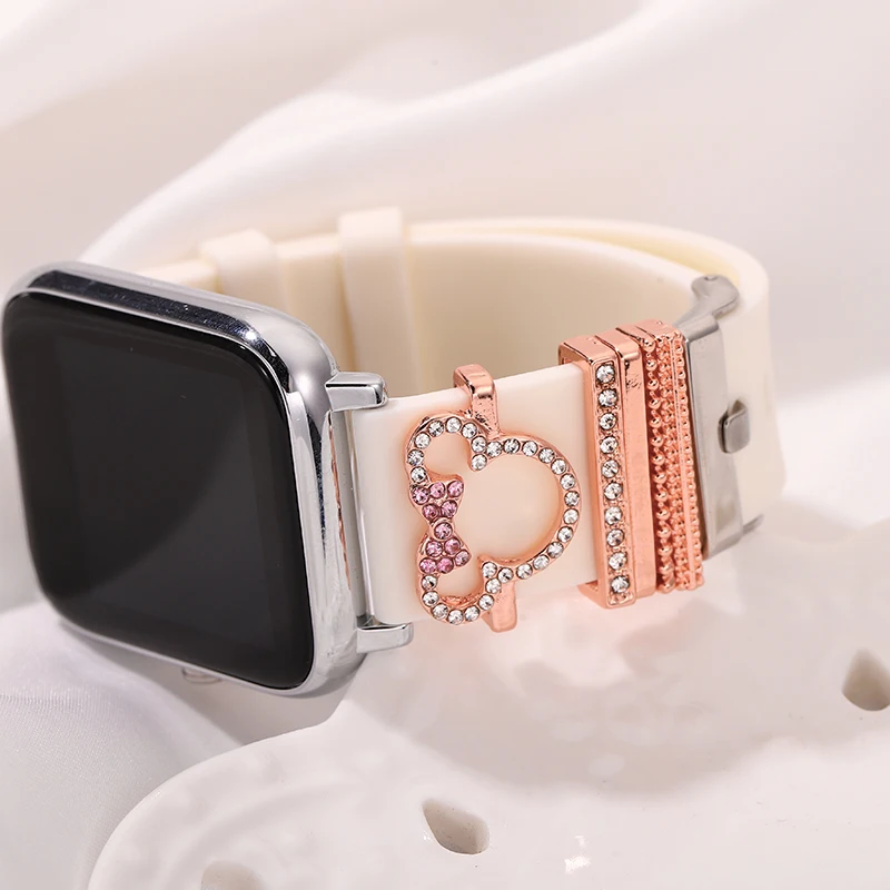 Watchband Decorative Charm Ring Sets for Apple Watch Cartoon Cute Animal Charms Jewelry Stud for Iwatch Silicone Strap Charm