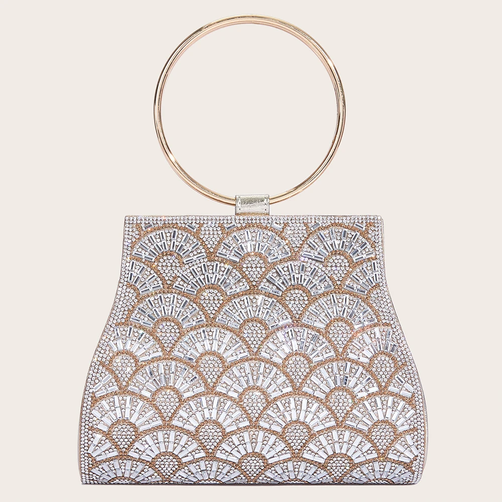 Sac De Soirée Strass Femme - Pochette Élégante Or Avec Chaîne, Idéal Mariage Et Cocktail