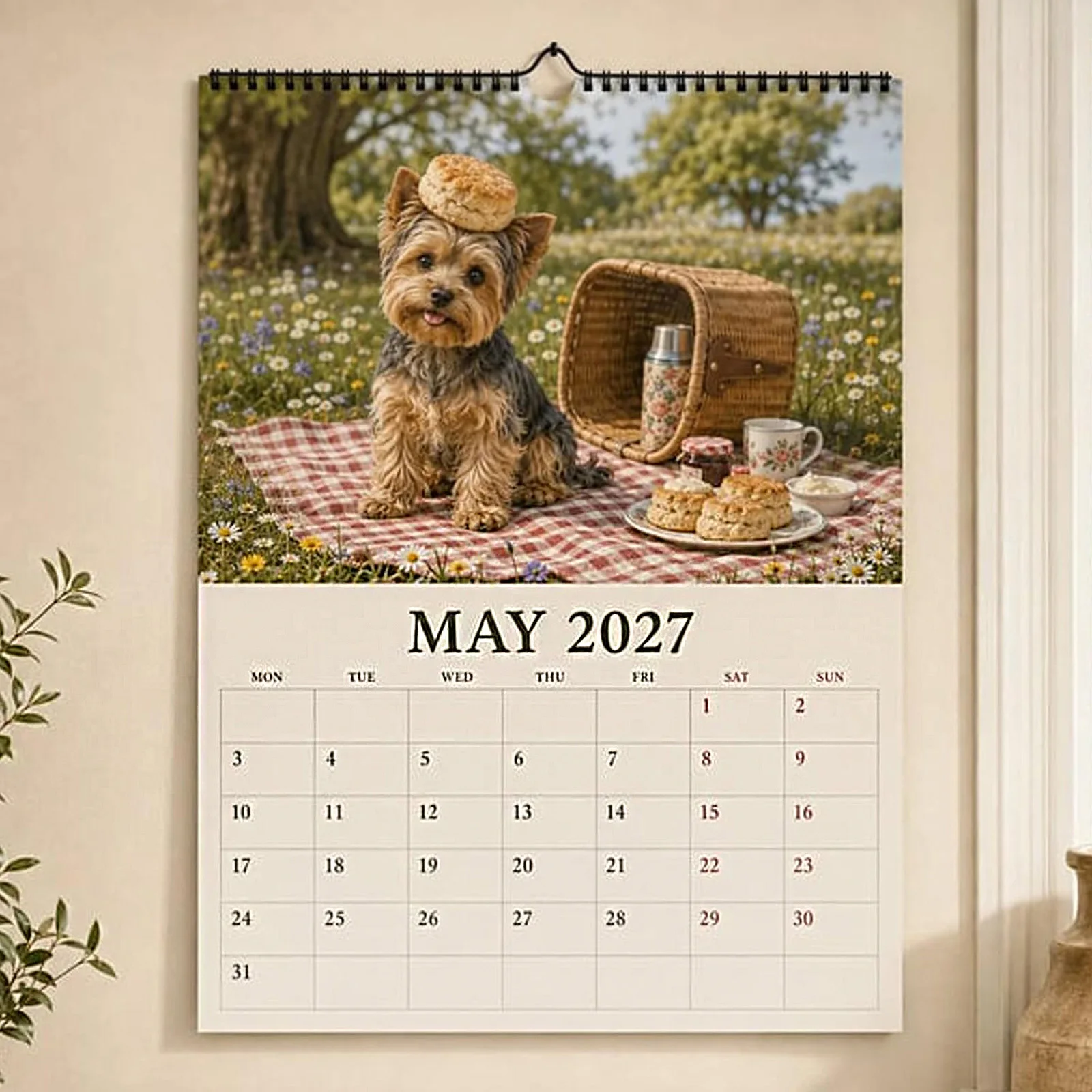 2027 Yorkshire Terrier Funny Wall Calendar Cute Dog Monthly Photo Planner A4 Decor