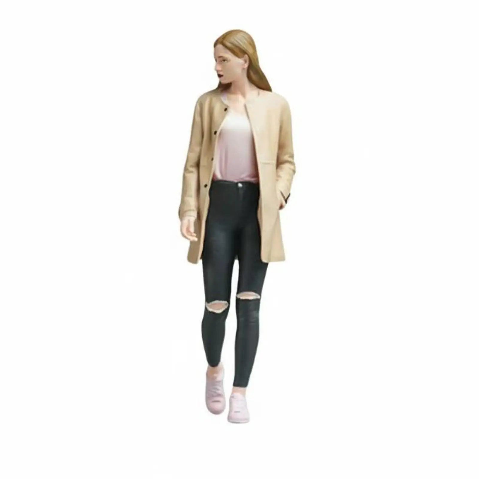 Luxury Decorative Figurines Girls Windbreaker Resin Figurine for Architectural Model Scene Decor
