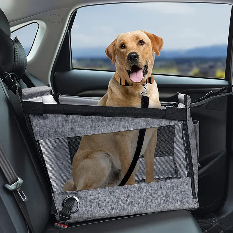 Bolsa de transporte de viaje para perros, cesta segura y cómoda para coche, instalación sencilla, cinta de ajuste para asiento de perro