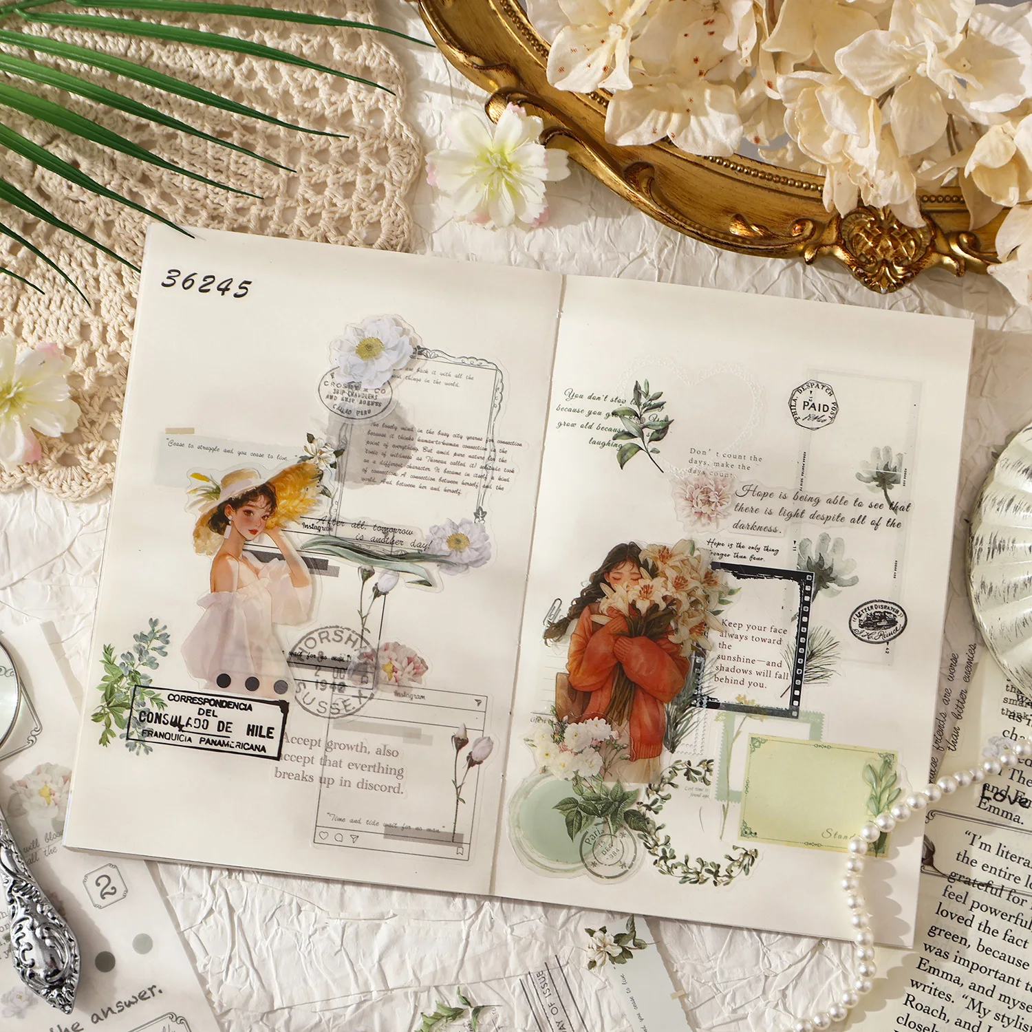 20pcs/1lot Kawaii Stationery Stickers Poetry among Flowers Diary Planner Decorative Mobile Stickers Craft Sticker