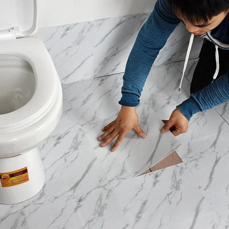 12pcs Wall Sticker Thick Self Adhesive Tiles Floor Stickers Marble Bathroom Ground waterproof Wallpapers Bedroom Furniture Room
